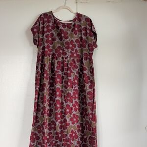 Floral Linen-esque Zip Up Maxi Dress